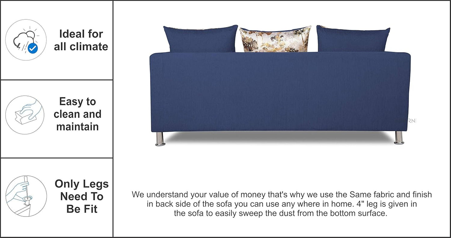 Adorn India Alita 3+2 Compact 5 Seater Sofa Set (Blue)