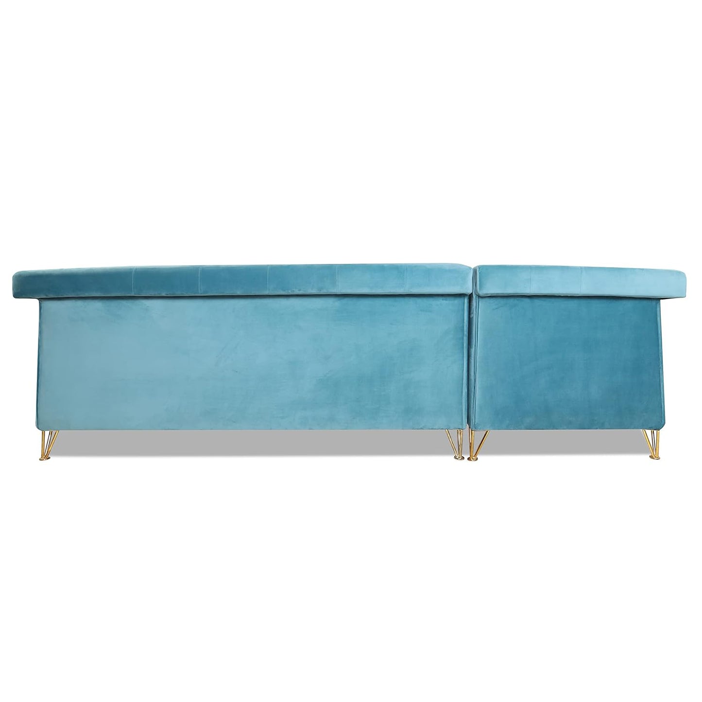 Adorn India Premium Raygan L Shape 6 Seater Sofa Set Left Side (Velvet Suede Fabric Colour Aqua Blue)