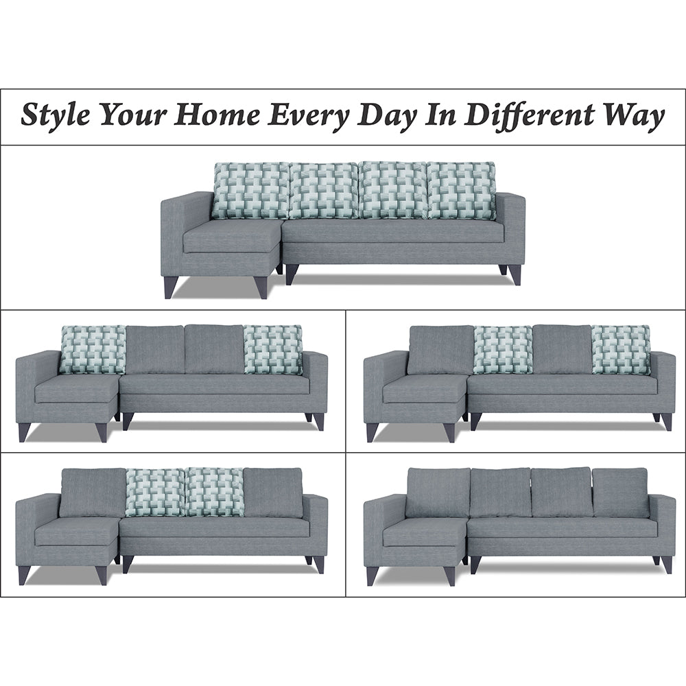 Adorn India Beetle Plus Bricks L Shape 6 Seater Sofa Set (Left Hand Side) (Grey) (3 Year Warranty)