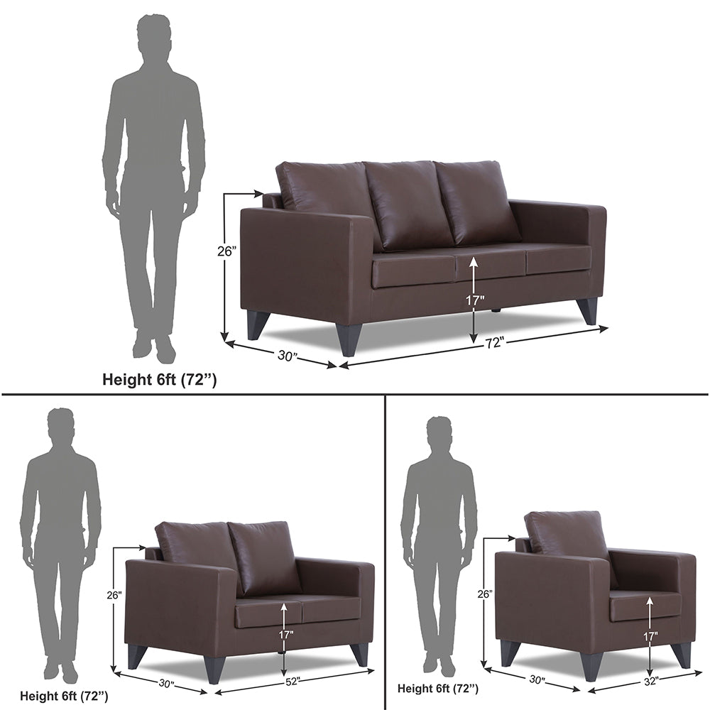 Adorn India Straight line Plus Leatherette 3+2+1 6 Seater Sofa Set (Brown) (3 Year Warranty)