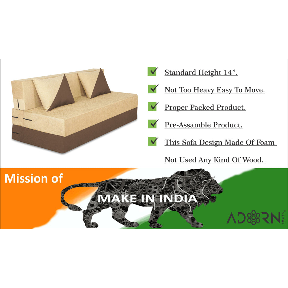 Adorn India Easy Desmond 2 Seater Sofa Cum Bed 4 X 6 (Brown & Beige) (1 Year Warranty)