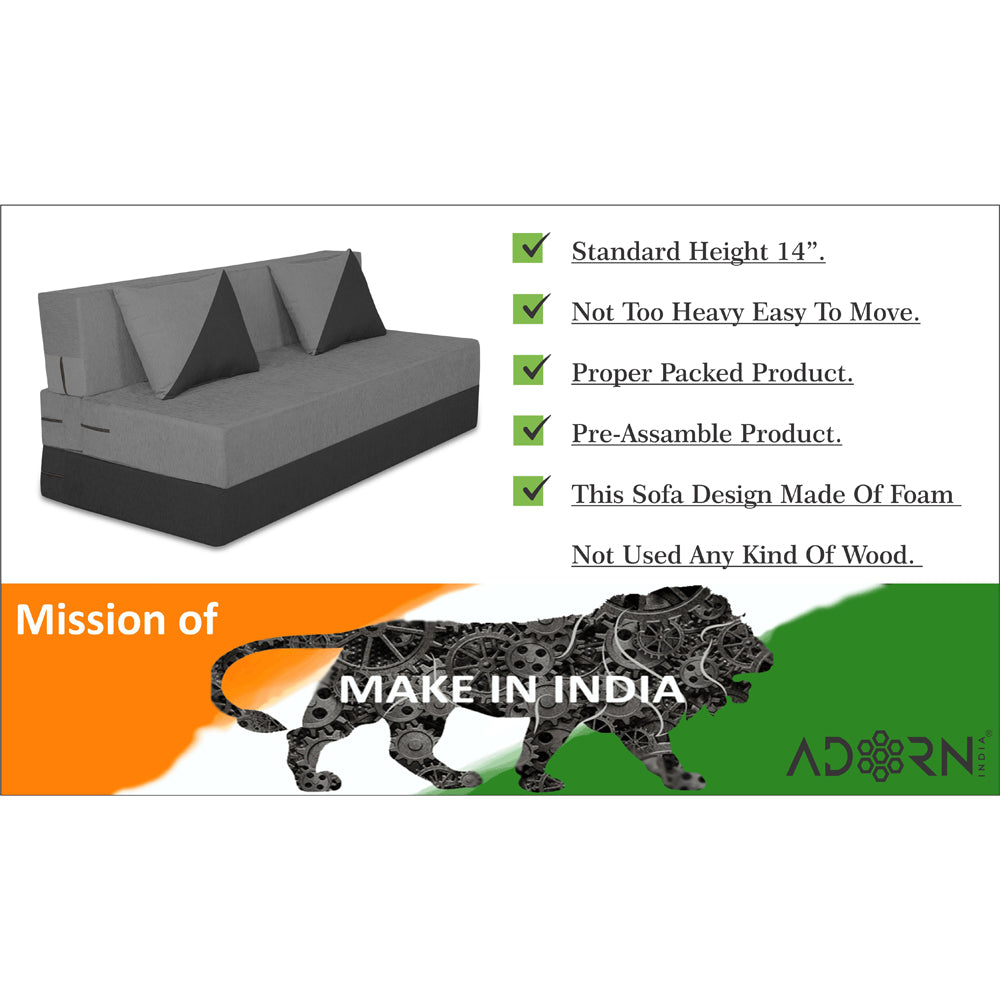 Adorn India Easy Desmond 4 Seater Sofa Cum Bed 6 X 6 (Grey & Black) (1 Year Warranty)