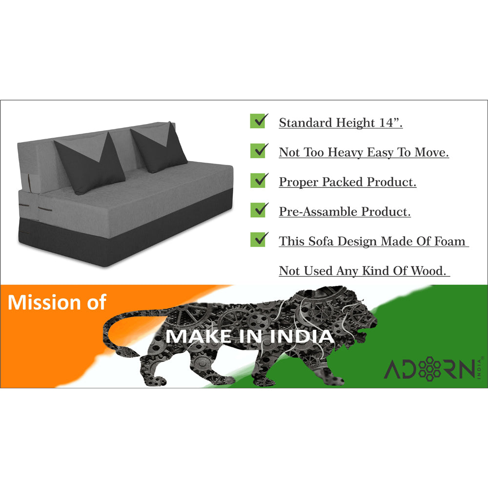 Adorn India Easy Boom 3 Seater Sofa Cum Bed 5 X 6 (Grey & Black) (1 Year Warranty)