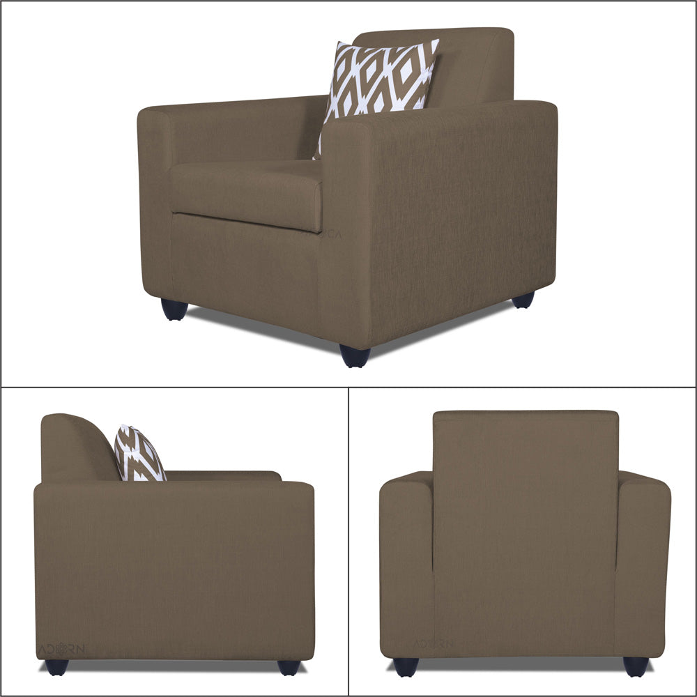 Adorn India Monteno Six Seater 3+2+1 Sofa Set (Brown) (3 Year Warranty)
