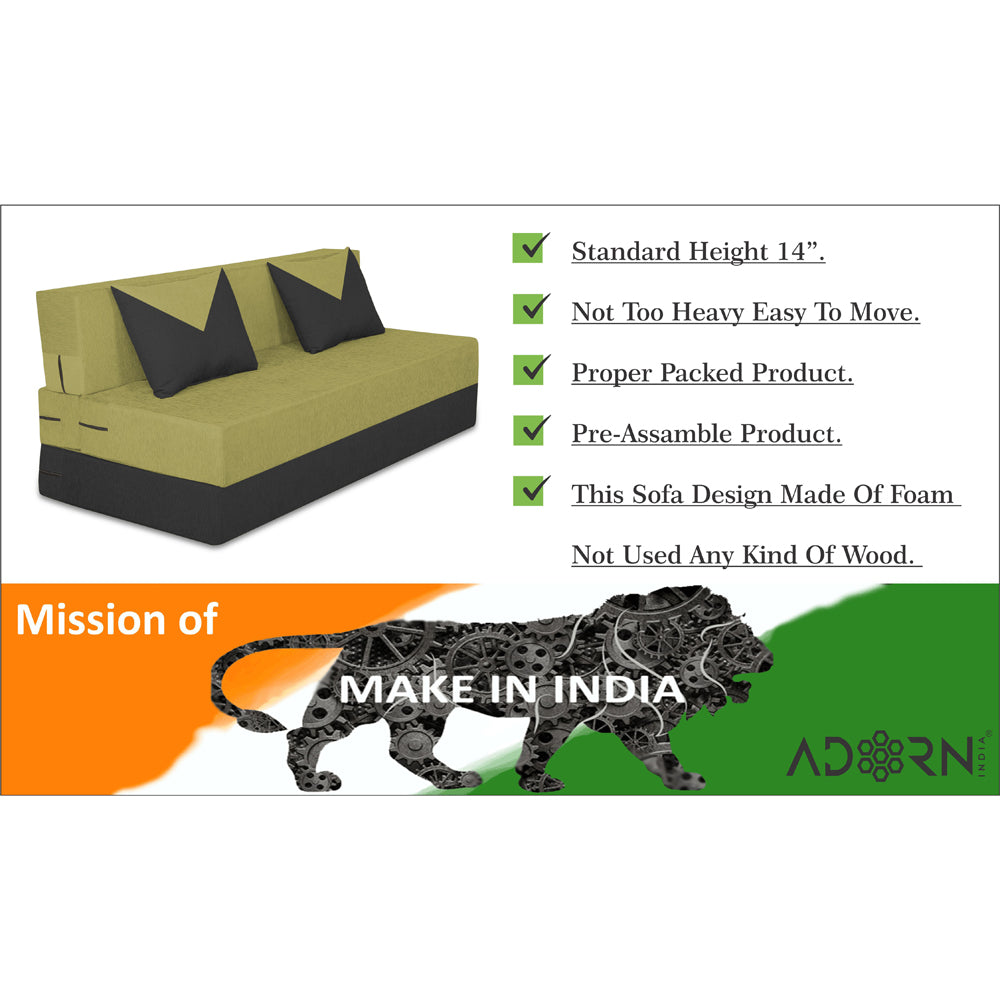Adorn India Easy Boom 2 Seater Sofa Cum Bed 4 x 6 (Green & Black) (1 Year Warranty)