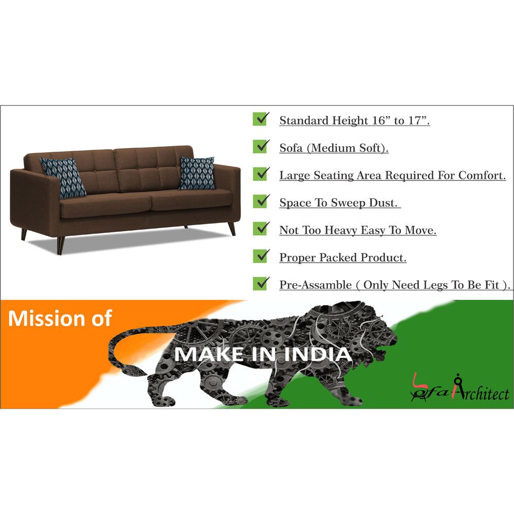 Adorn India Chilly 5 Seater 3-1-1 Fabric Sofa Set (Brown) (3 Year Warranty)