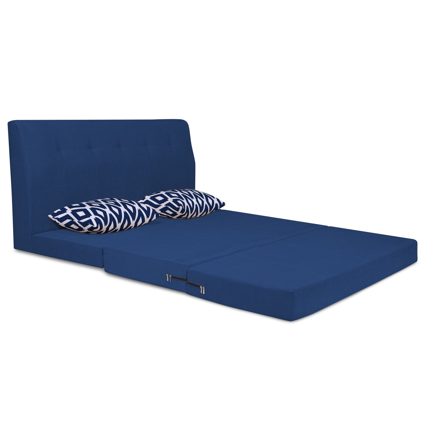 Adorn India Easy Highback Two Seater Sofa Cum Bed Rhombus 4' x 6' (Blue) (1 Year Warranty)