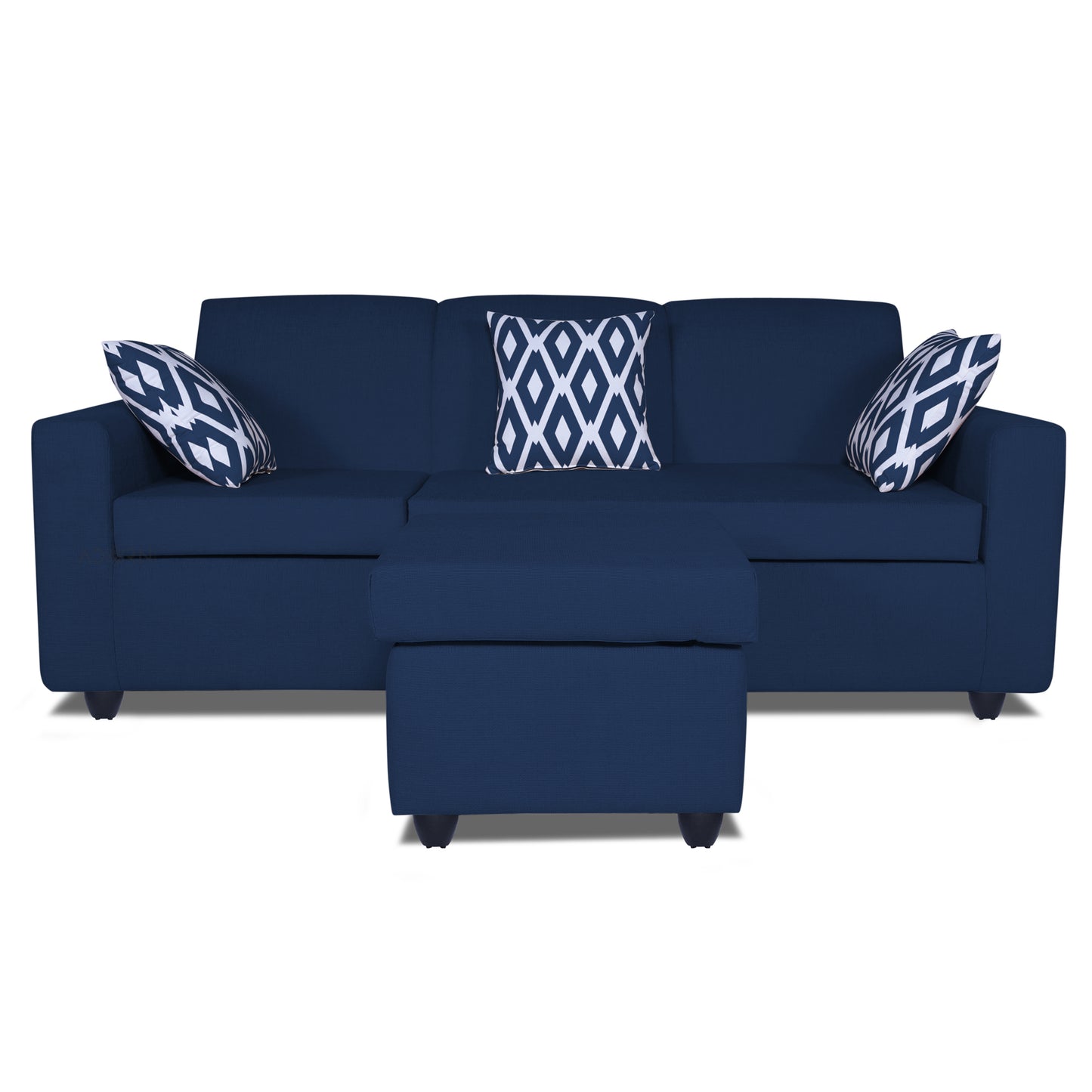 Adorn India Monteno L Shape 4 Seater Sofa Set (Blue) (3 Year Warranty)