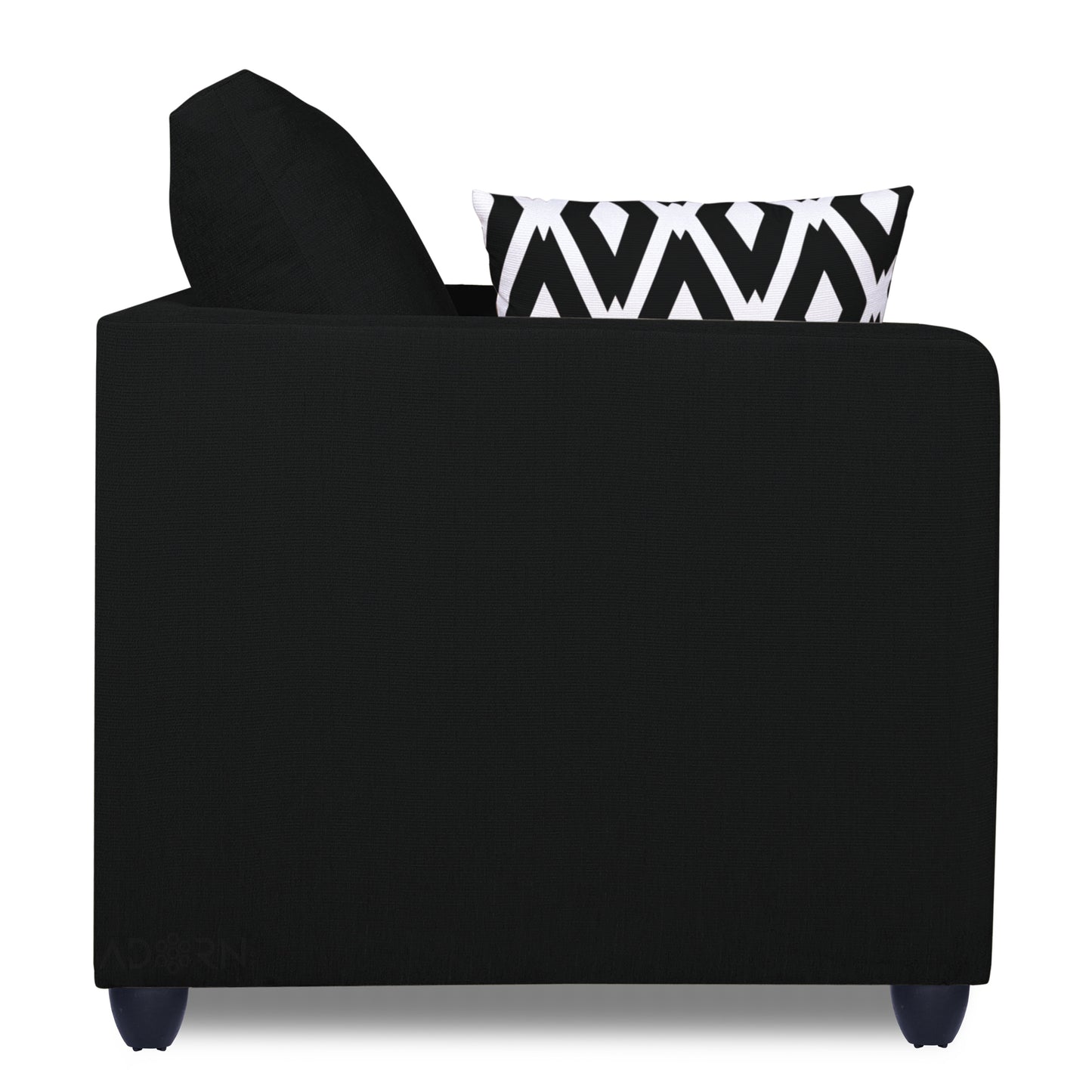 Adorn India Zink Straight Line 3-1-1 5 Seater Sofa Set (Wood & Fabric, Black)
