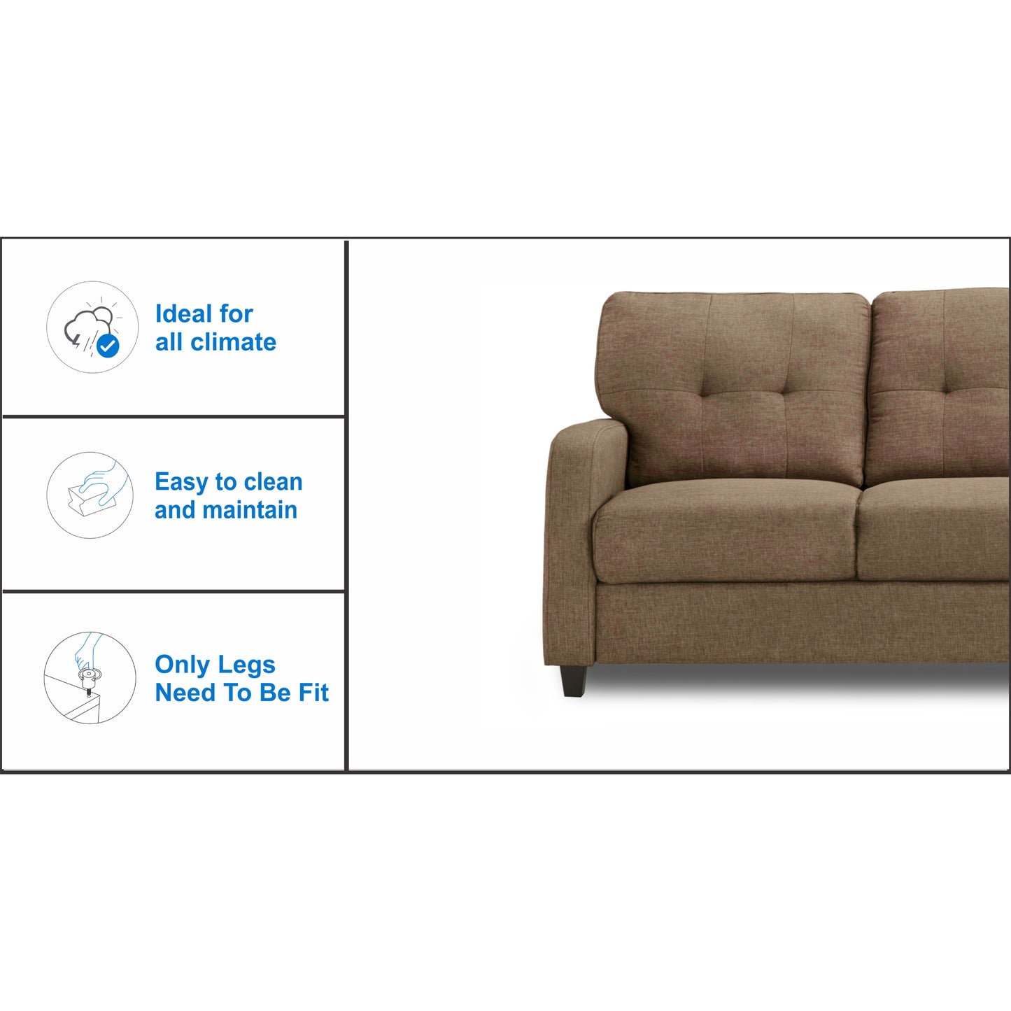 Adorn India Astor Two Seater Sofa (Camel)