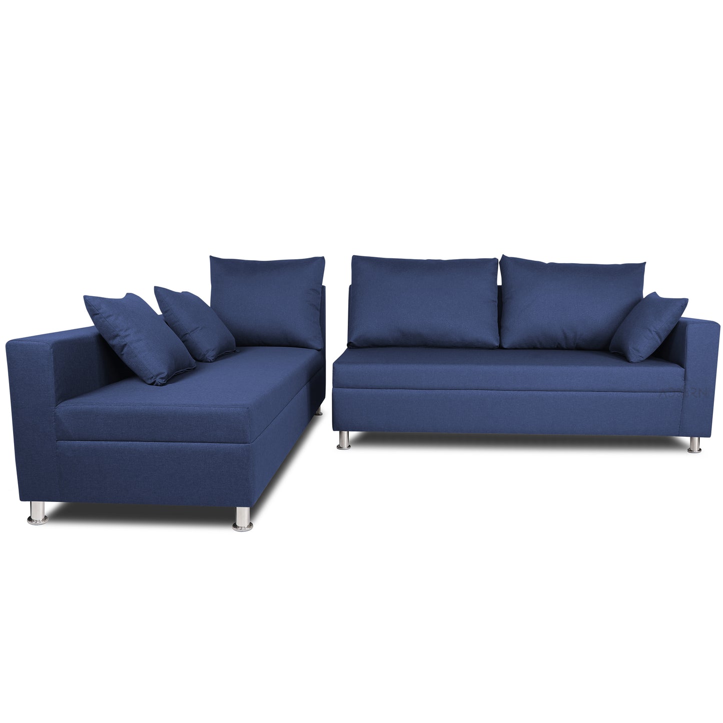 Adorn India Straight Line L Shape Sofa (Left Side Handle) (Blue)