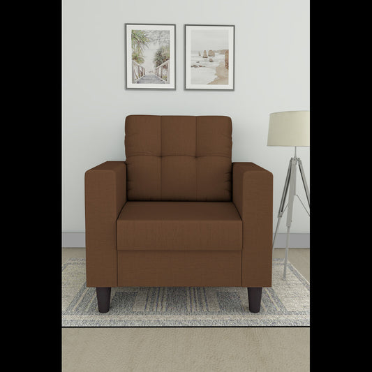 Adorn India Darcy 1 Seater Sofa (Brown) (3 Year Warranty)