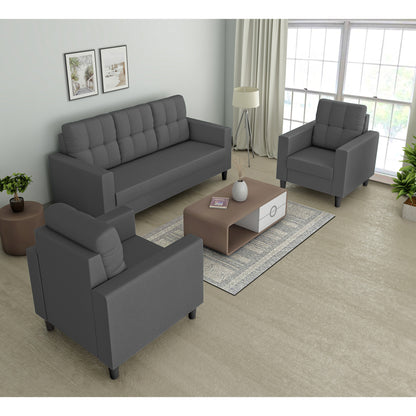 Adorn India Darcy 3+1+1 5 Seater Sofa Set (Beige) (3 Year Warranty)