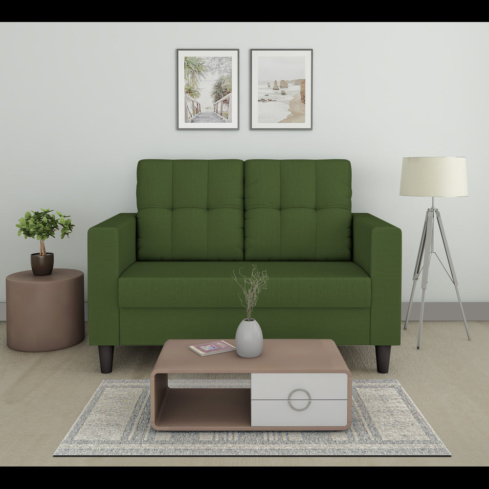 Adorn India Darcy 2 Seater Sofa (Green) (3 Year Warranty)