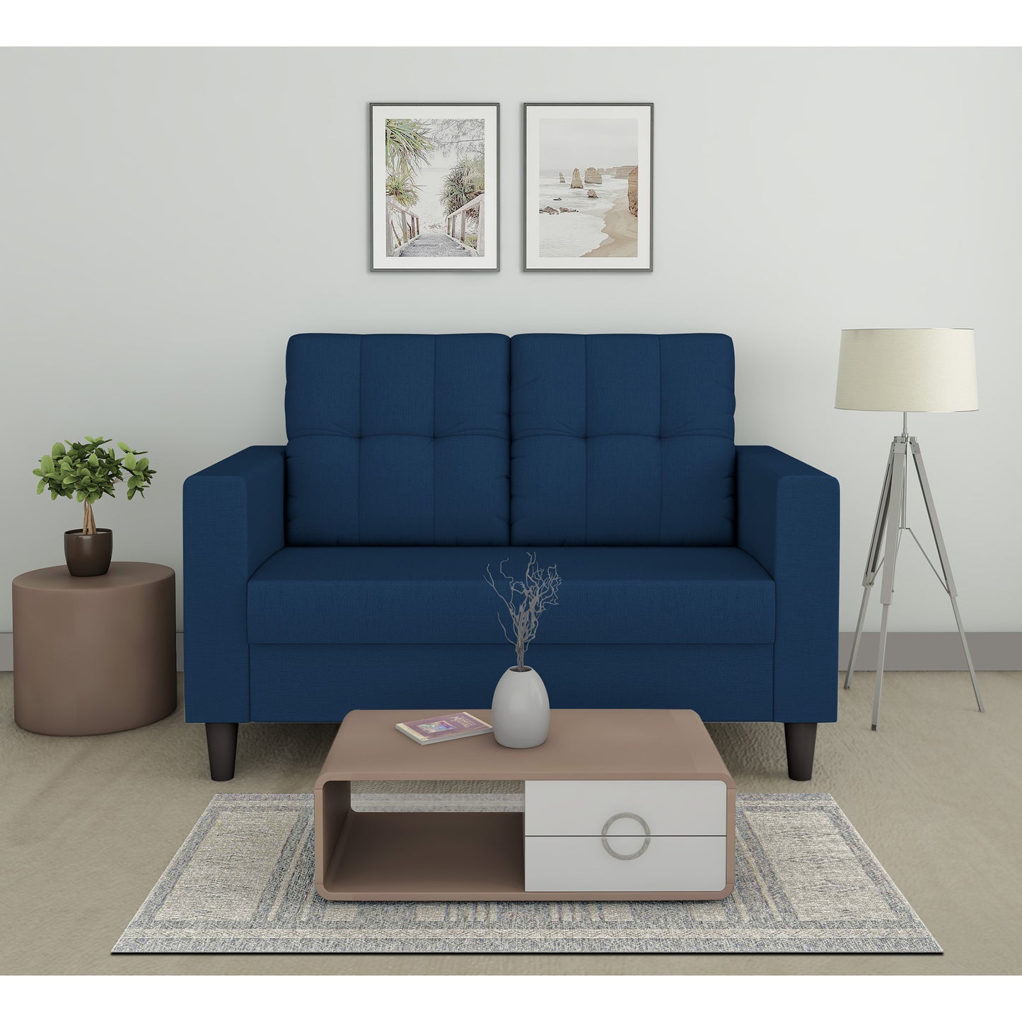 Adorn India Darcy 2 Seater Sofa (Beige) (3 Year Warranty)