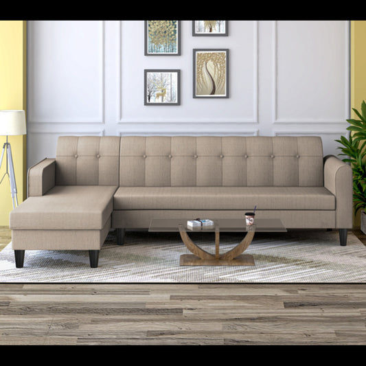 Adorn India Rio Elegant L Shape 6 Seater Sofa Set (Lhs) (Beige) (3 Year Warranty)