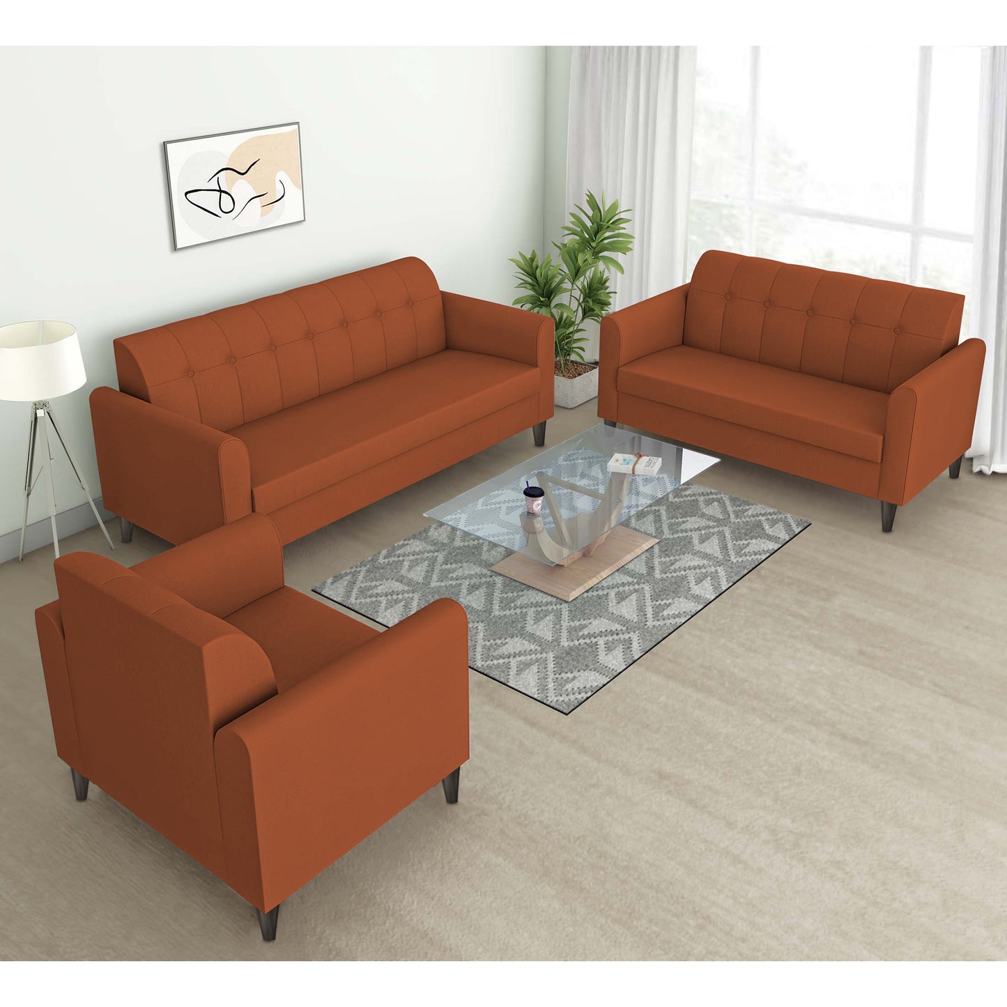 Adorn India Rio Elegant 3+2+1 6 Seater Sofa Set (3 Year Warranty)