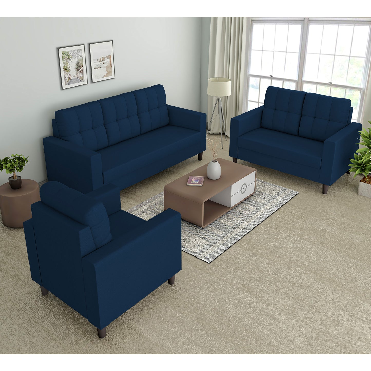 Adorn India Darcy 3+2+1 6 Seater Sofa Set  (3 Year Warranty)