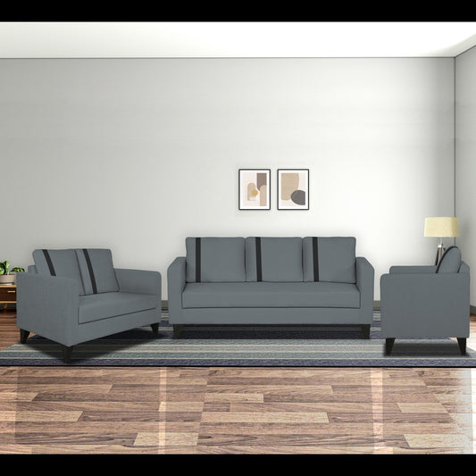 Adorn India Chandler Plus 3+2+1 6 Seater Sofa Set (Grey) (3 Year Warranty)
