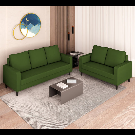 Adorn India Chandler Decent 3+2 5 Seater Sofa Set (Green) (3 Year Warranty)