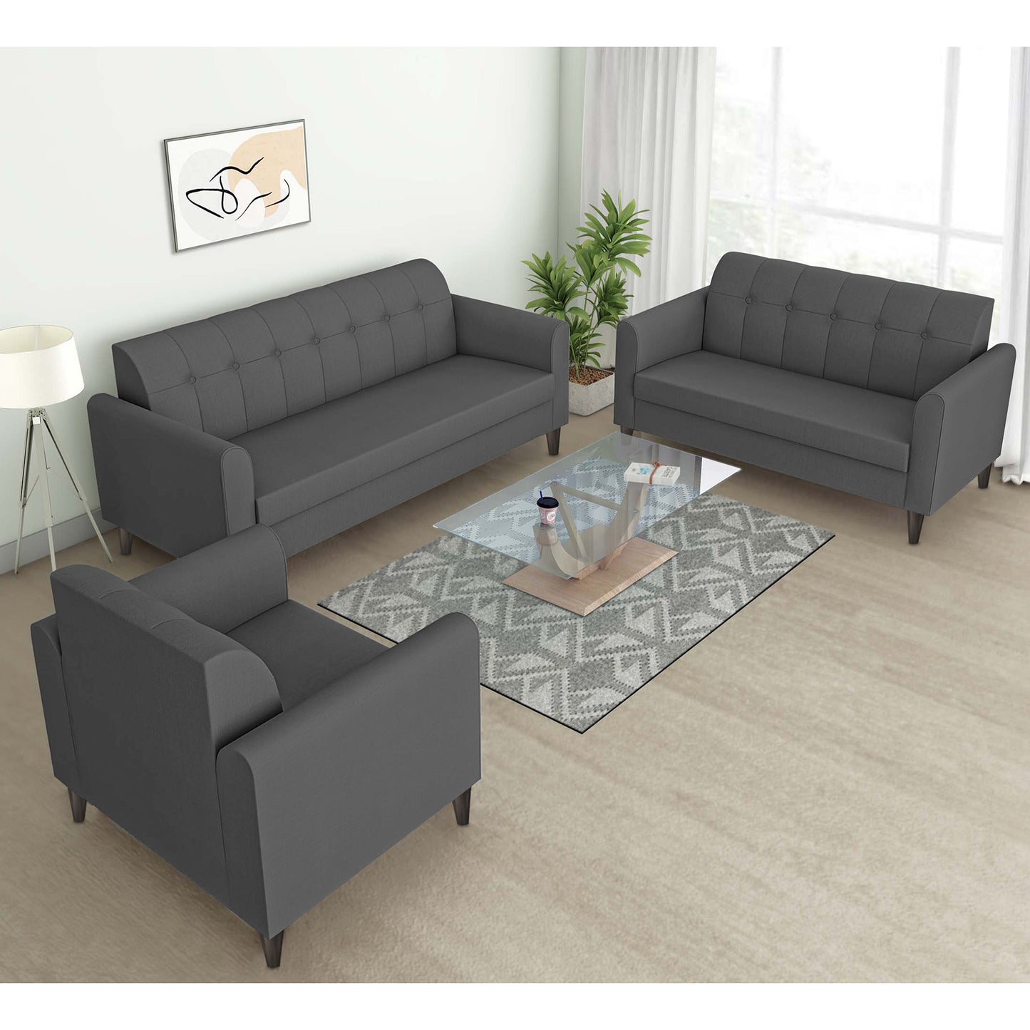 Adorn India Rio Elegant 3+2+1 6 Seater Sofa Set (3 Year Warranty)