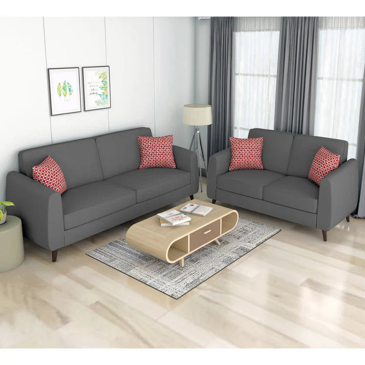 Adorn India Hallton Plain 2 Seater Sofa (Beige) (3 Year Warranty)