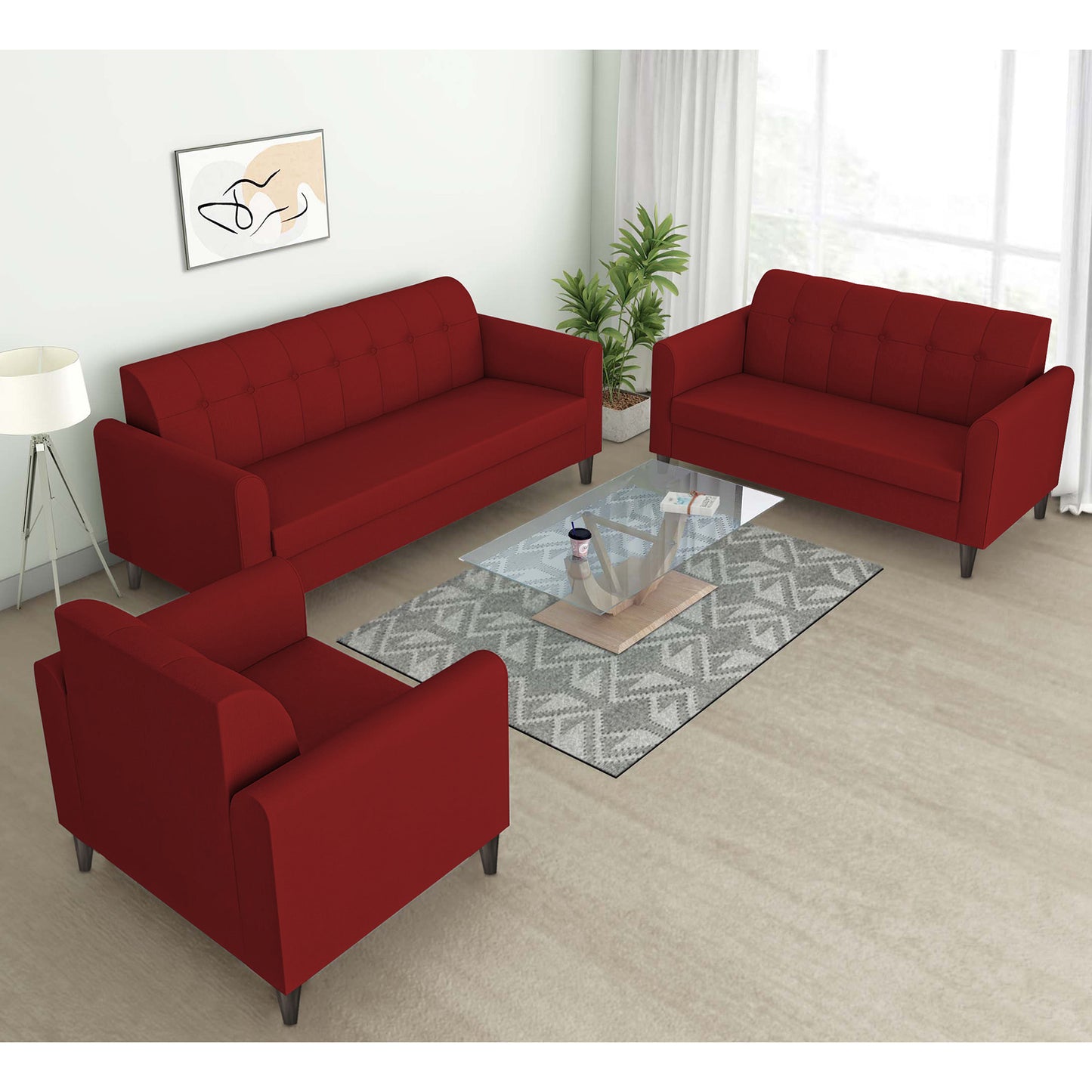 Adorn India Rio Elegant 3+2+1 6 Seater Sofa Set (3 Year Warranty)