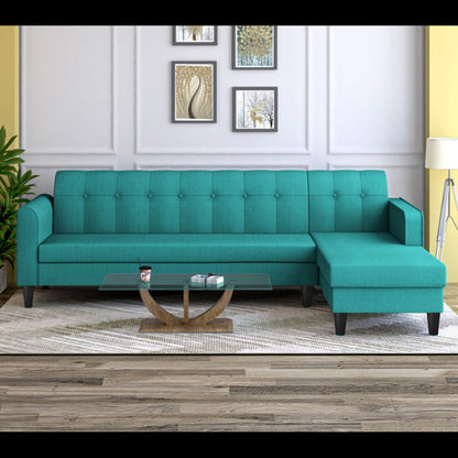 Adorn India Rio Elegant L Shape 6 Seater Sofa Set (RHS) (Aqua Blue) (3 Year Warranty)