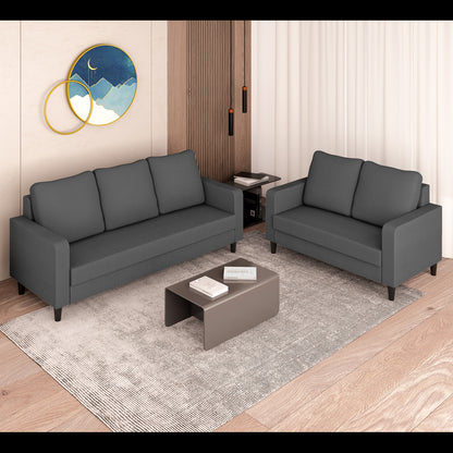 Adorn India Chandler Decent 3+2 5 Seater Sofa Set (Grey) (3 Year Warranty)