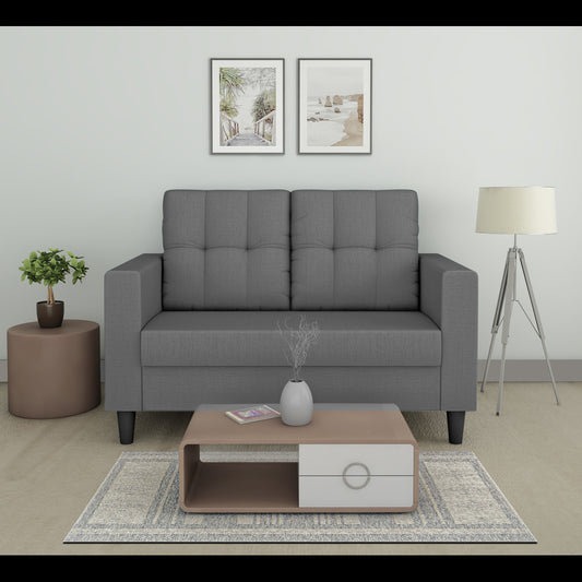 Adorn India Darcy 2 Seater Sofa (Grey) (3 Year Warranty)