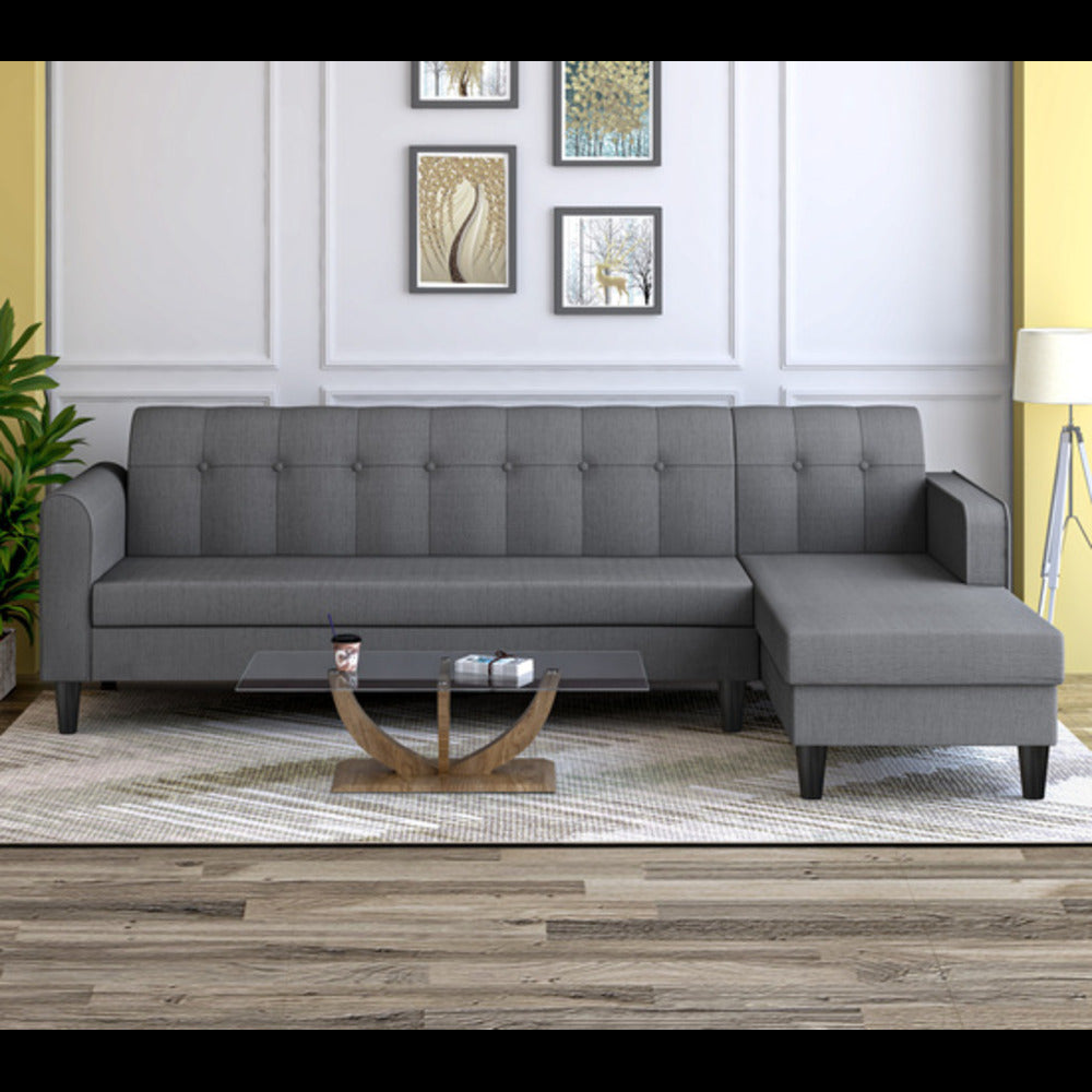 Adorn India Rio Elegant L Shape 6 Seater Sofa Set (RHS) (Grey) (3 Year Warranty)