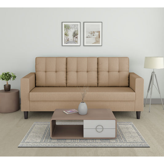 Adorn India Darcy 3 Seater Sofa (Beige) (3 Year Warranty)