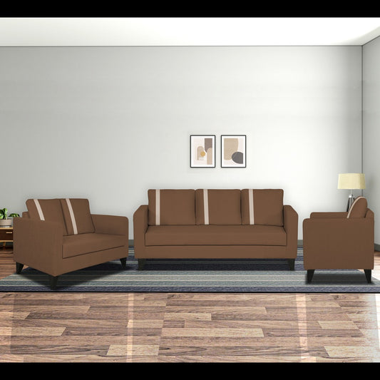 Adorn India Chandler Plus 3+2+1 6 Seater Sofa Set (Brown) (3 Year Warranty)
