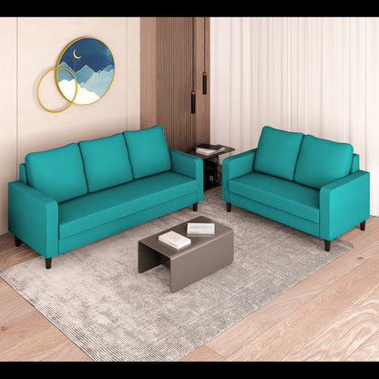 Adorn India Chandler Decent 3+2 5 Seater Sofa Set (Aqua Blue) (3 Year Warranty)