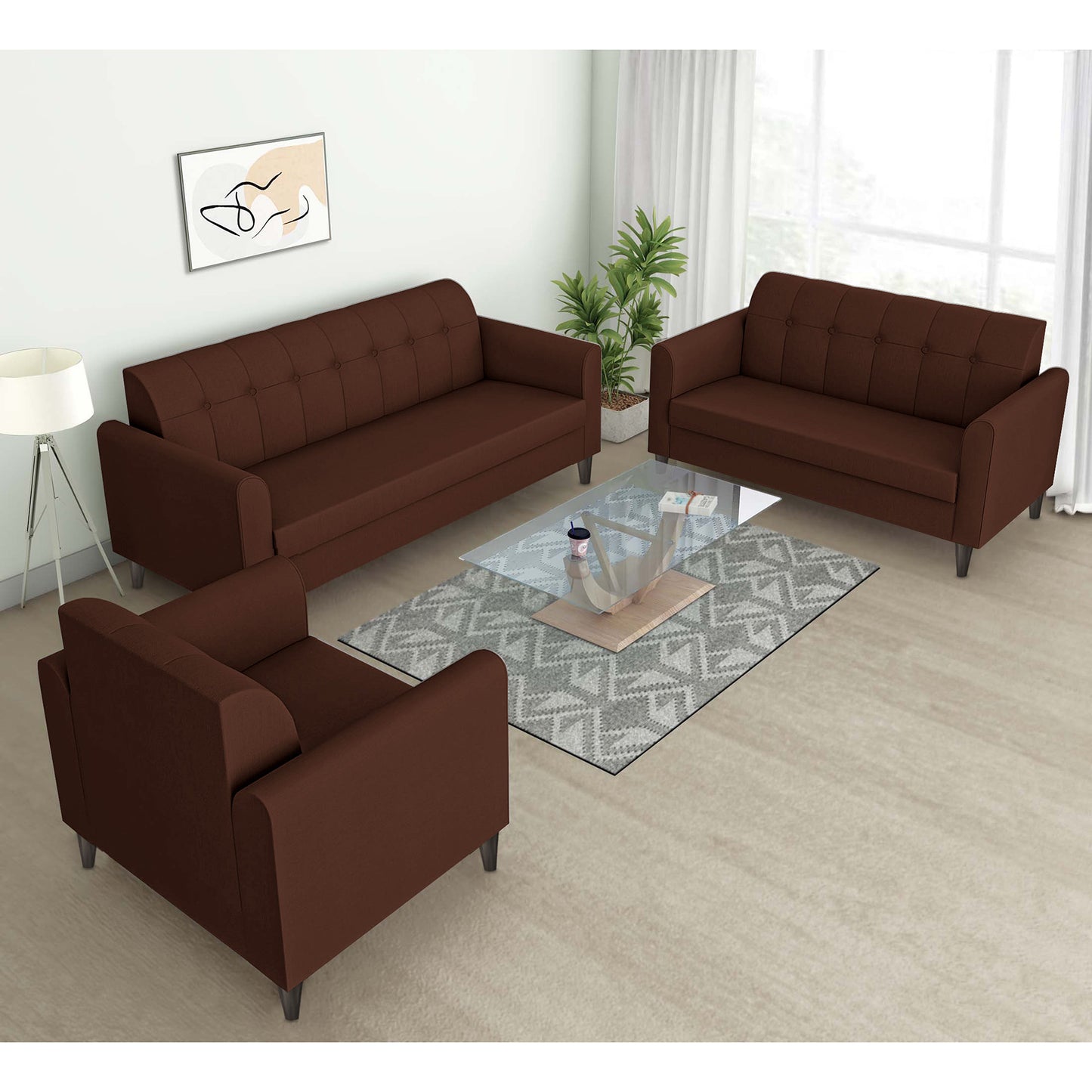Adorn India Rio Elegant 3+2+1 6 Seater Sofa Set (3 Year Warranty)
