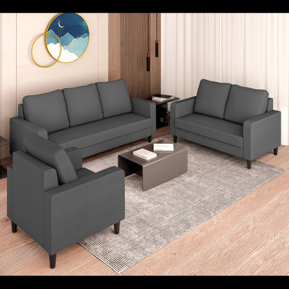 Adorn India Chandler Decent 3+2+1 6 Seater Sofa Set (Grey) (3 Year Warranty)