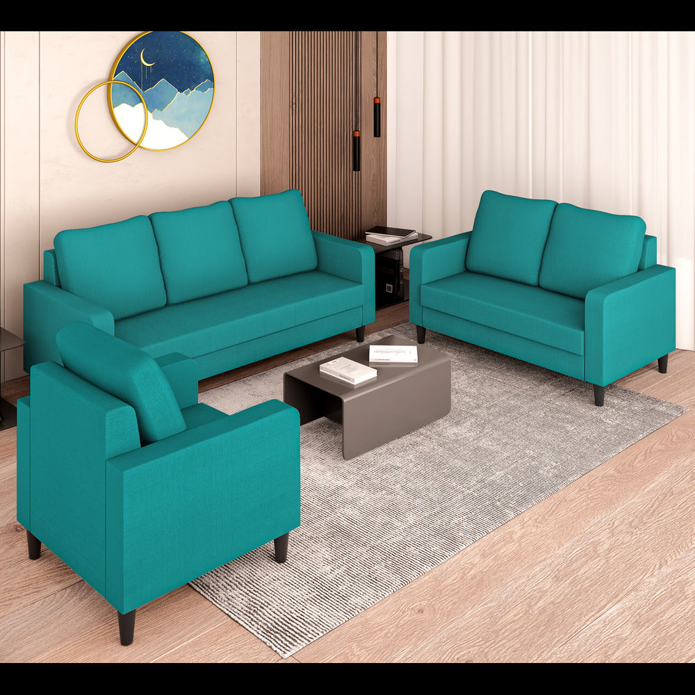 Adorn India Chandler Decent 3+2+1 6 Seater Sofa Set (Aqua Blue) (3 Year Warranty)