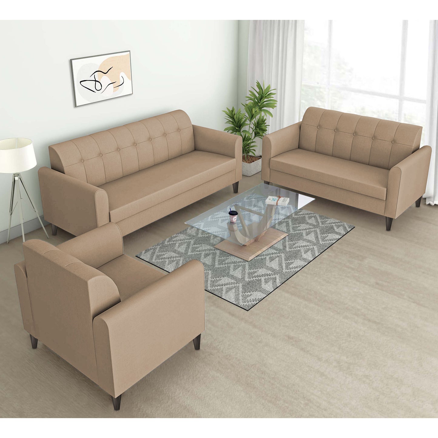 Adorn India Rio Elegant 3+2+1 6 Seater Sofa Set (3 Year Warranty)