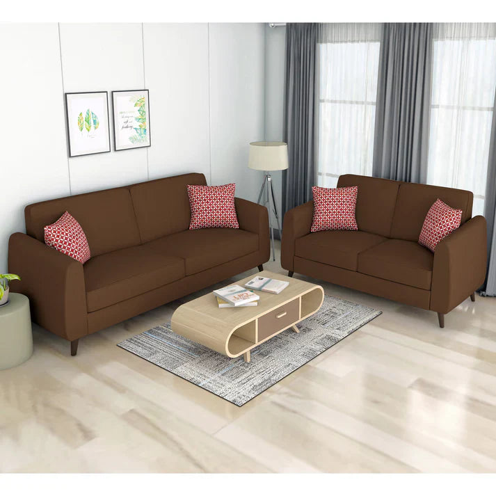Adorn India Hallton Plain 2 Seater Sofa (Beige) (3 Year Warranty)