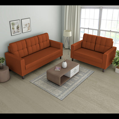 Adorn India Darcy 3+2 5 Seater Sofa Set (Rust)(3 Year Warranty)