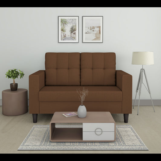 Adorn India Darcy 2 Seater Sofa (Brown) (3 Year Warranty)