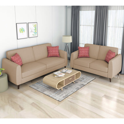 Adorn India Harlem 3+2 5 Seater Sofa Set (Beige) (3 Year Warranty)