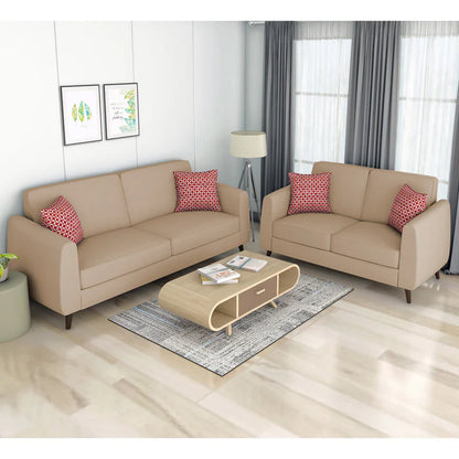 Adorn India Hallton Plain 2 Seater Sofa (Beige) (3 Year Warranty)