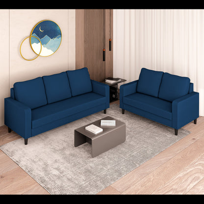 Adorn India Chandler Decent 3+2 5 Seater Sofa Set (Blue) (3 Year Warranty)