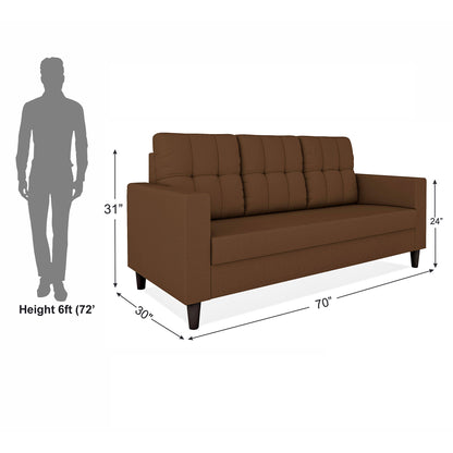 Adorn India Darcy 3 Seater Sofa (Beige) (3 Year Warranty)