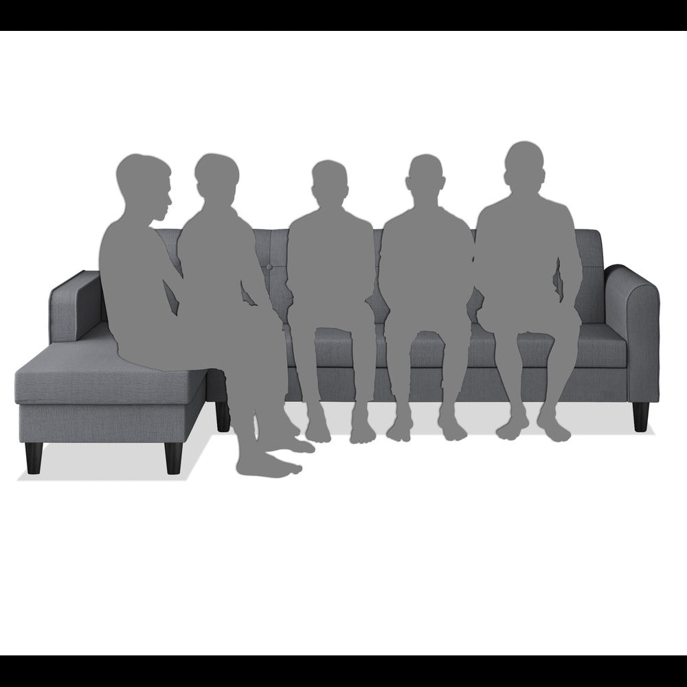 Adorn India Rio Elegant L Shape 6 Seater Sofa Set (Lhs) (Grey) (3 Year Warranty)