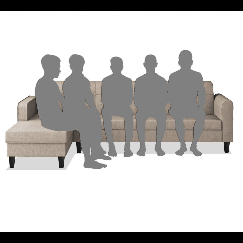 Adorn India Rio Elegant L Shape 6 Seater Sofa Set (Lhs) (Beige) (3 Year Warranty)