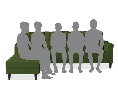 Adorn India Maddox Tufted L Shape 6 Seater Sofa Set LHS (Green) (3 Year Warranty)