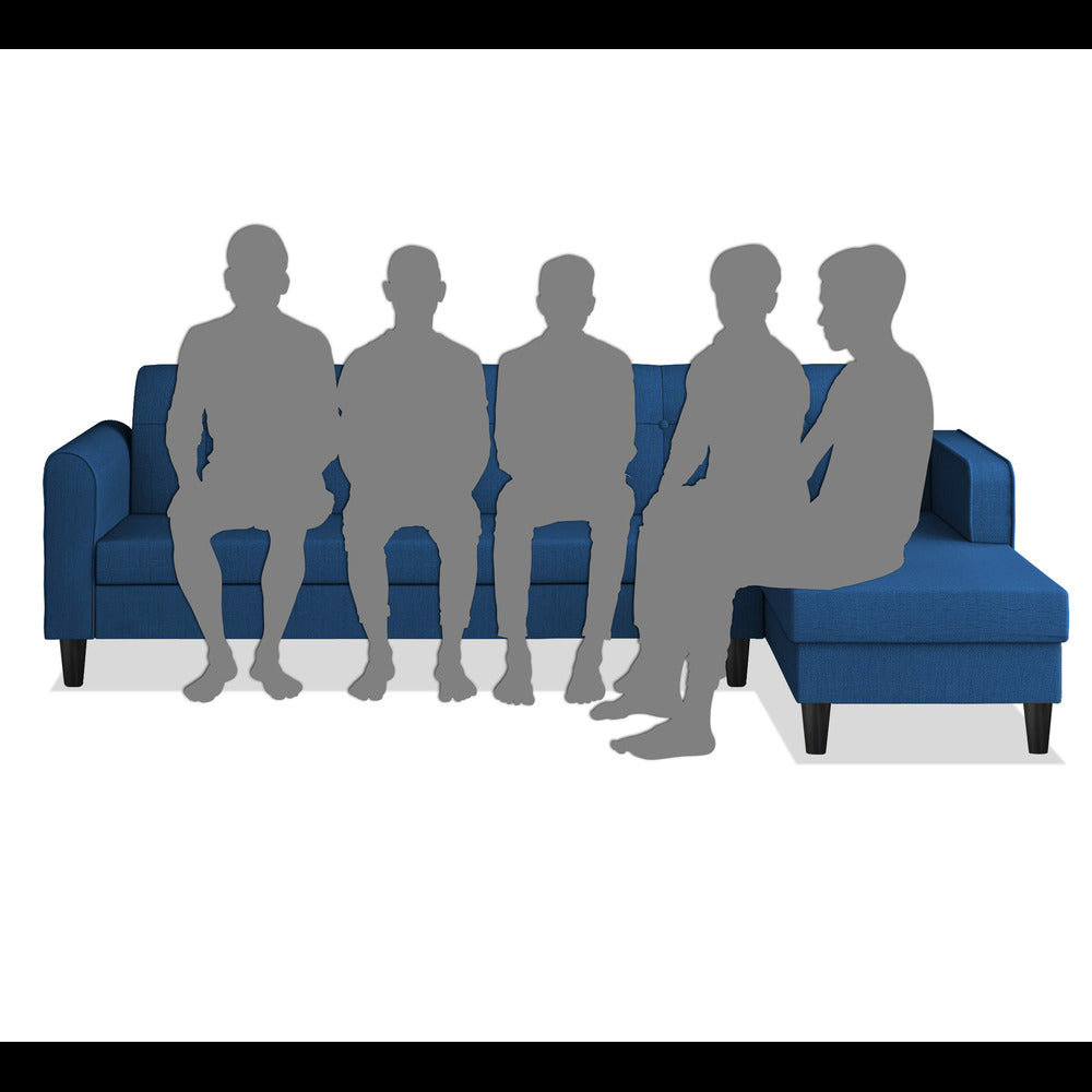 Adorn India Rio Elegant L Shape 6 Seater Sofa Set (RHS) (Blue) (3 Year Warranty)