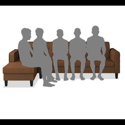 Adorn India Rio Elegant L Shape 6 Seater Sofa Set (Lhs) (Brown) (3 Year Warranty)